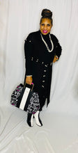 Load image into Gallery viewer, Ms. Pearl Black Cardigan embellished with Pearls (Detachable Belt Included)
